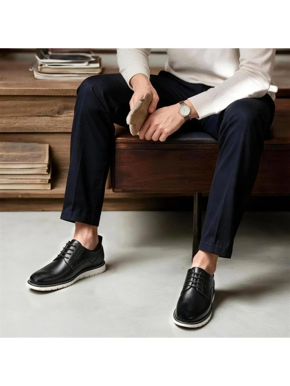 Men's Black Wingtip Casual Leather Lace Up Fit Brogue Oxford Office Dress Shoes
